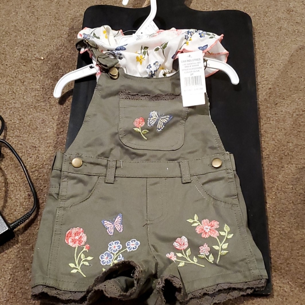 2 piece, 2T, girl romper set